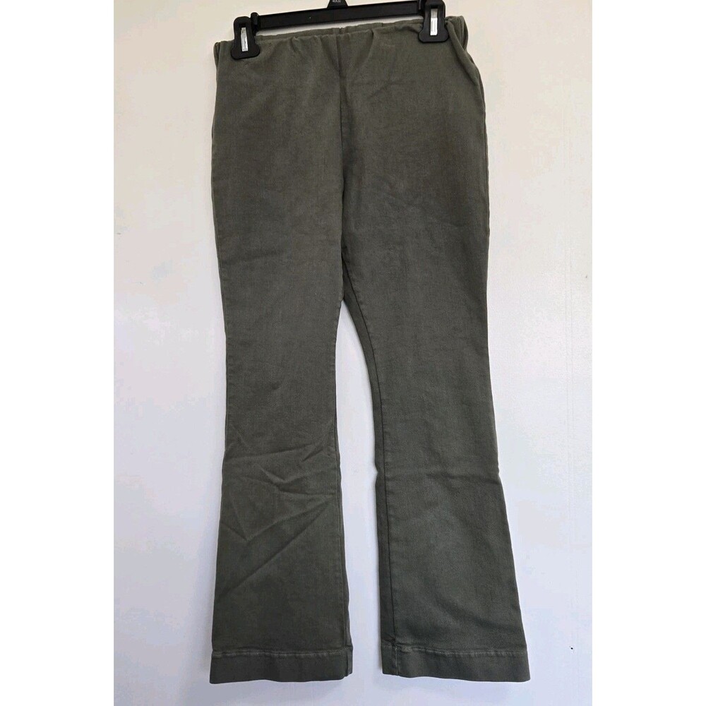Ann Mashburn Pant Womens XS Green Wide Leg Stretch Cotton Twill Trousers